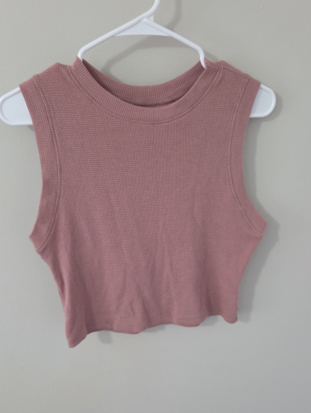 American Eagle Outfitters Sleeveless Ribbed Crop Tank - Mauve Pink